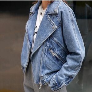 NWT Tribal Studios Denim Moto Jacket